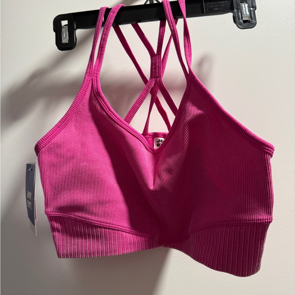 Pink Ribbed Strappy Bralette